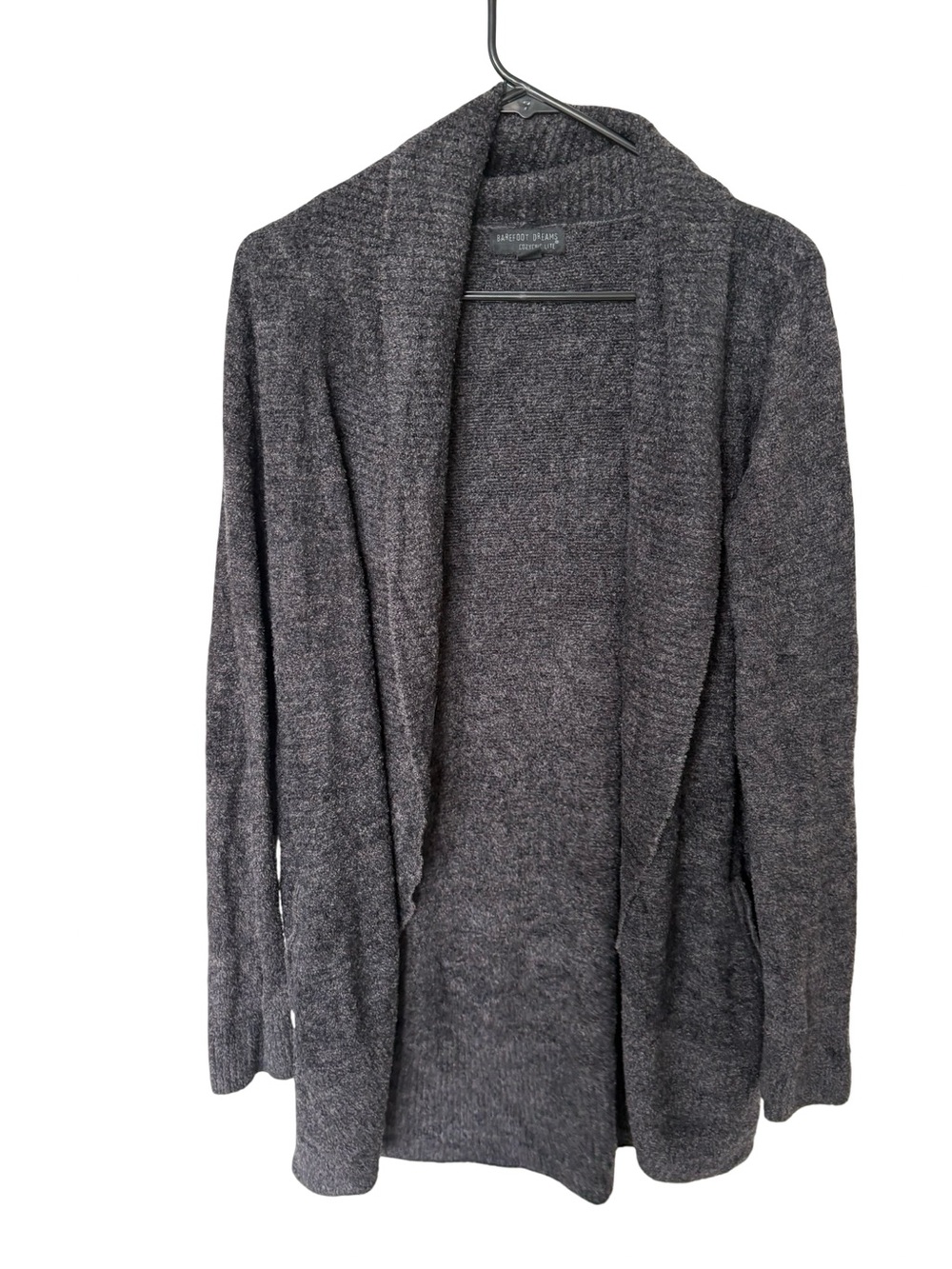 Barefoot Dreams CozyChic Lite Charcoal Grey Long Open Front Cardigan Medium